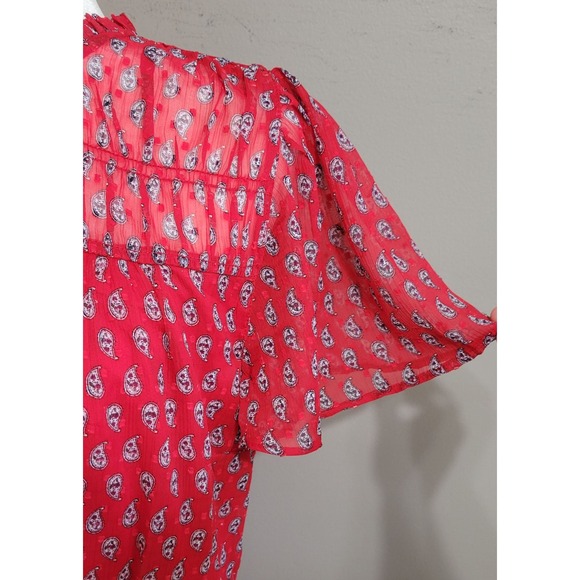 NWT Loft Red Paisley Chiffon Dress - Picture 6 of 7